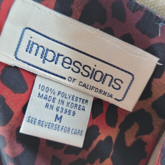 Vtg Impressions of California Leopard Print Padded Shoulders Blouse Size M - Picture 7 of 7